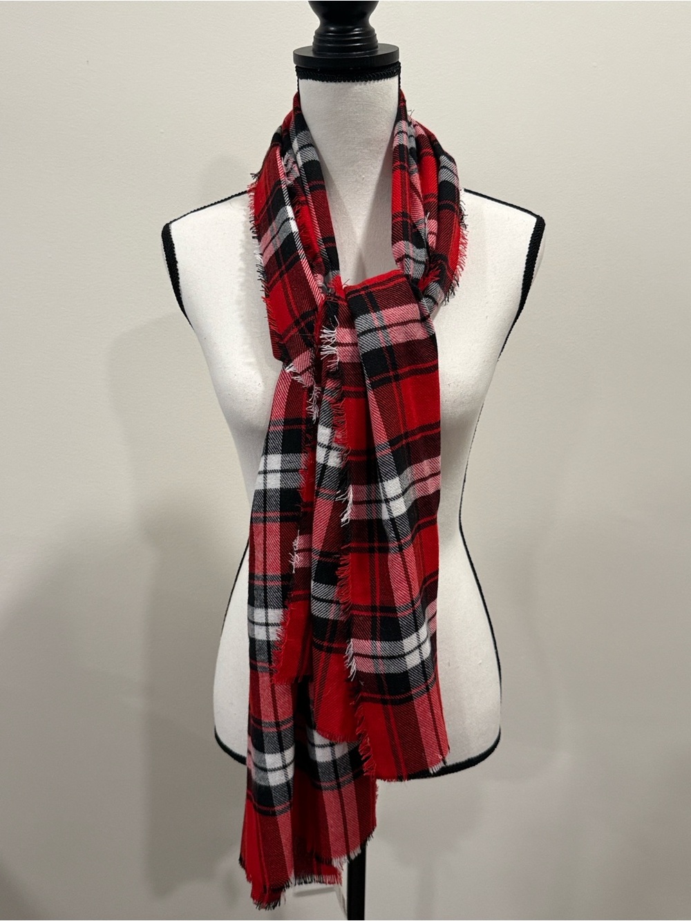NWT Cato "Barbados Check" Flannel Winter Scarf Red/Black/White OS